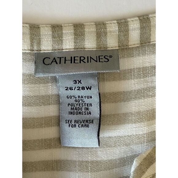 Catherines 3X Blouse Top Neutral Coastal Beige Beach Popover Tunic Lightweight - Picture 8 of 16